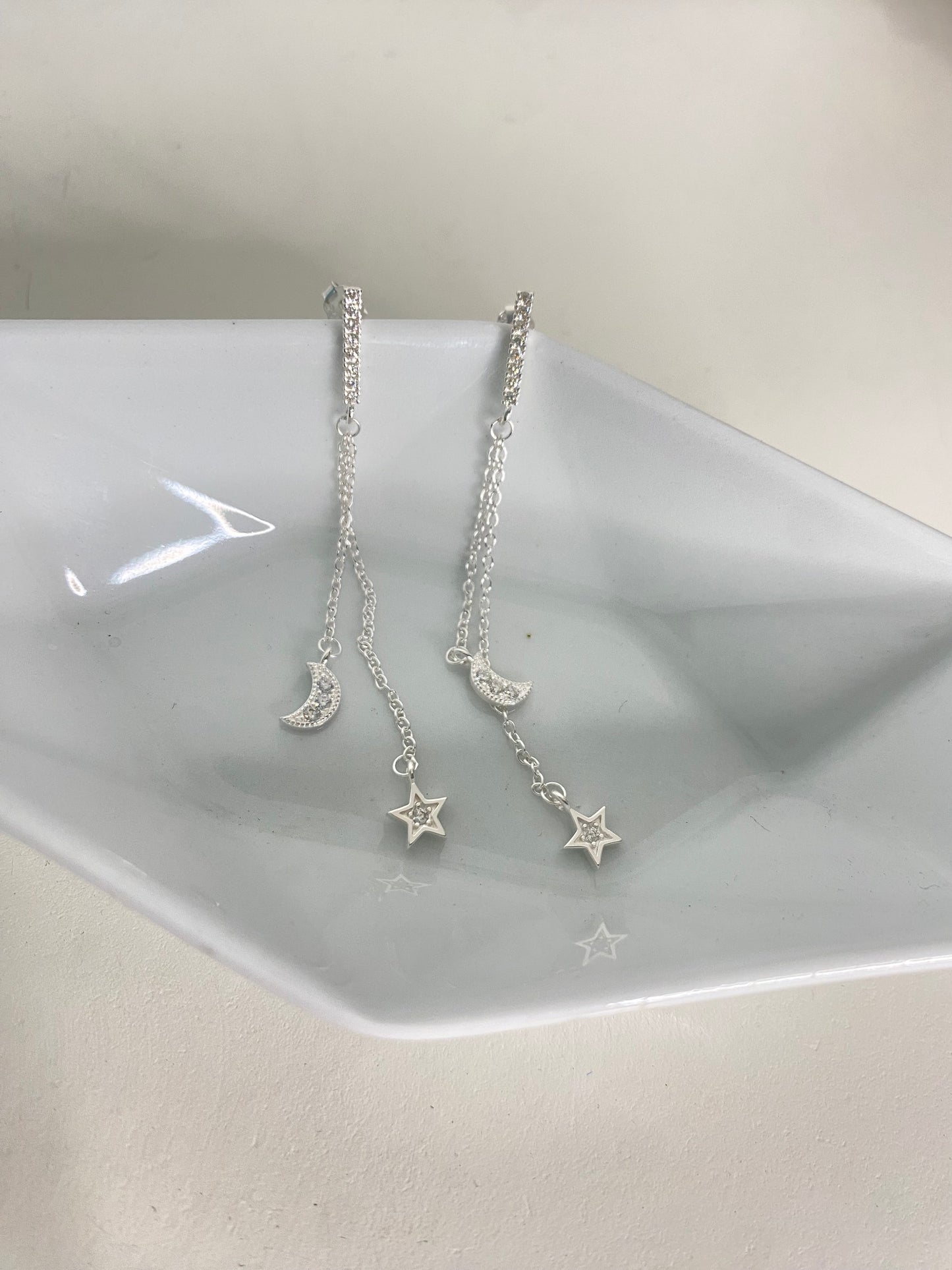 Aretes largos luna y Estrella 🌟