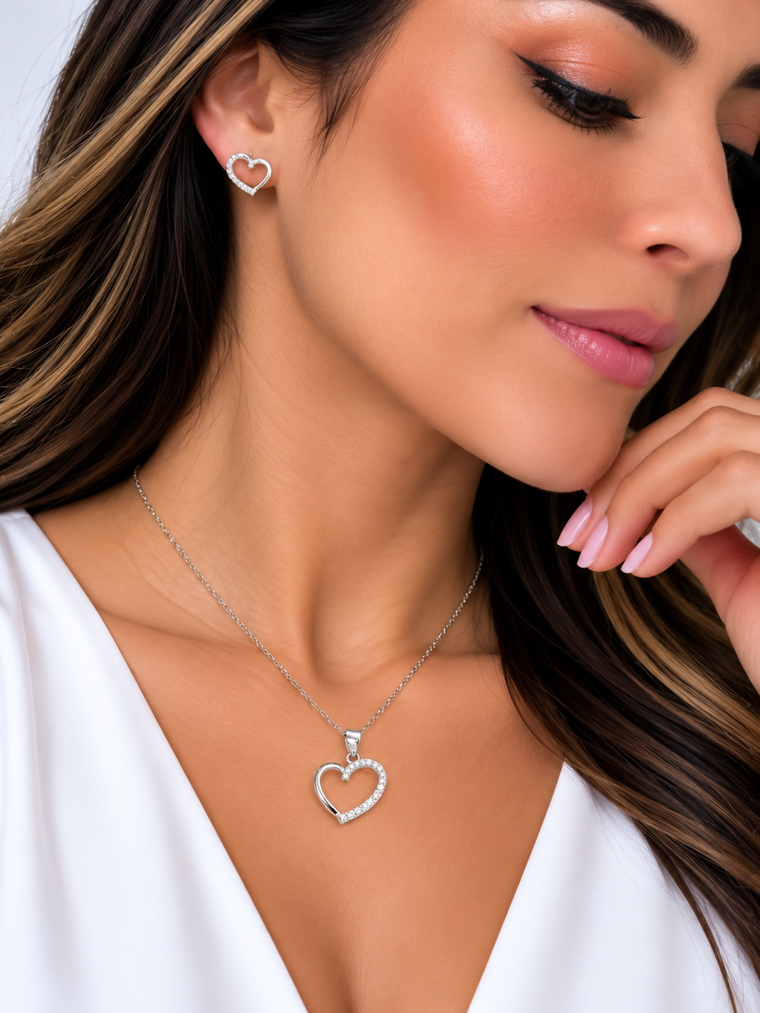 Juego Corazon de Plata 925