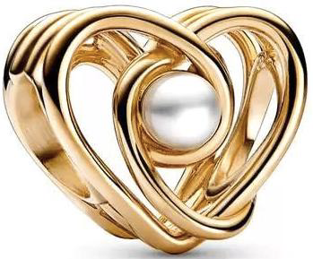 Charm corazón dorado perla