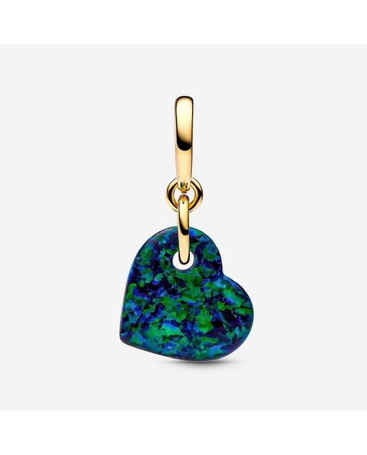 Charm corazón verde opalescente