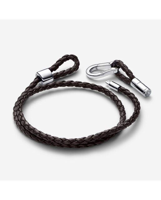 Pulsera de cuero trenzado doble