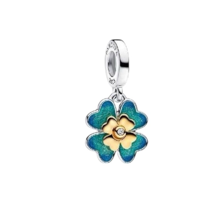 CHARM TREBOL VERDE Y DORADO