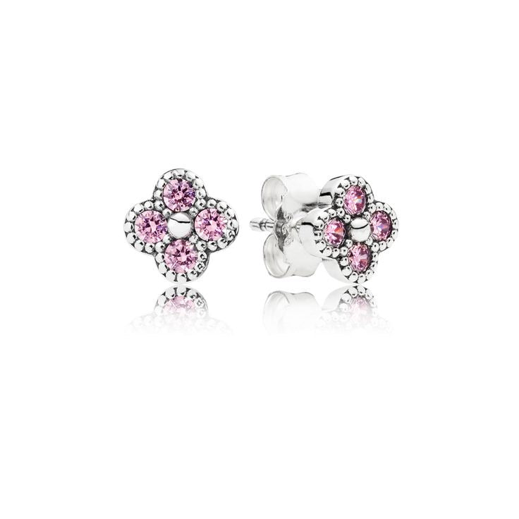 Aretes pequeños flor rosa