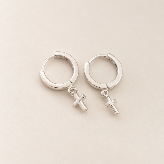 Aretes cruz -Plata 925