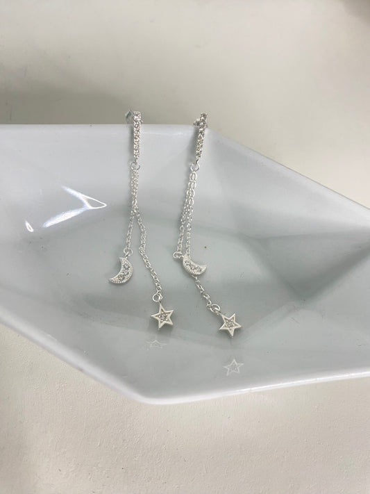 Aretes largos luna y Estrella 🌟