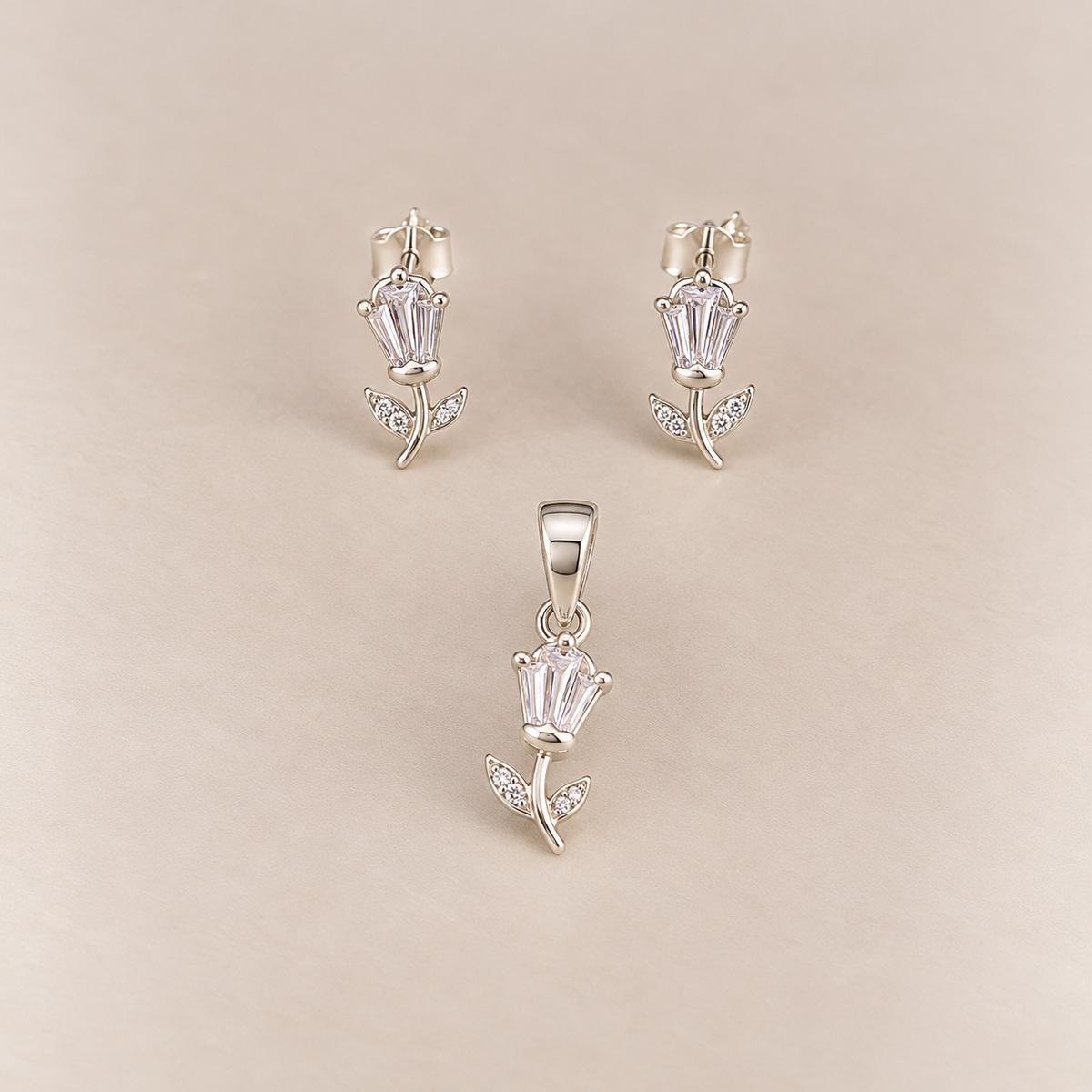 Juego Tulipanes de Plata 925