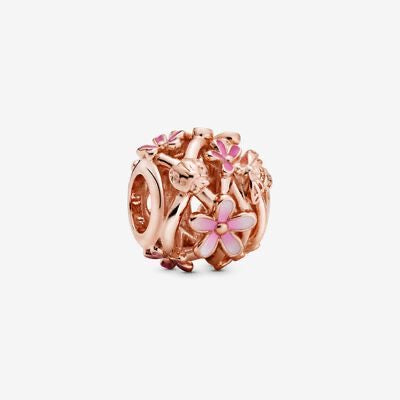 Charm separador flores pink gold