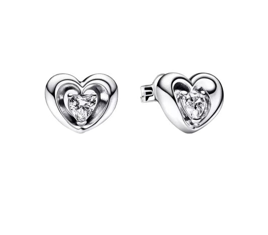 Aretes corazón y punto de luz
