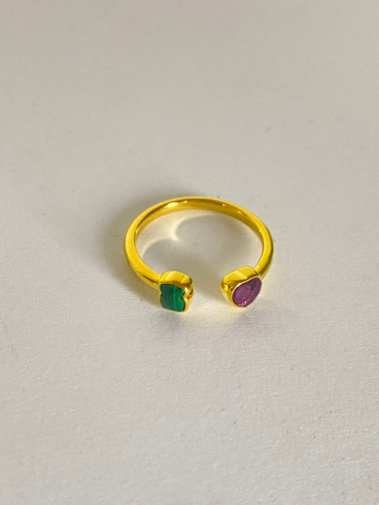 Anillo oso y corazón dorado 🧸💜