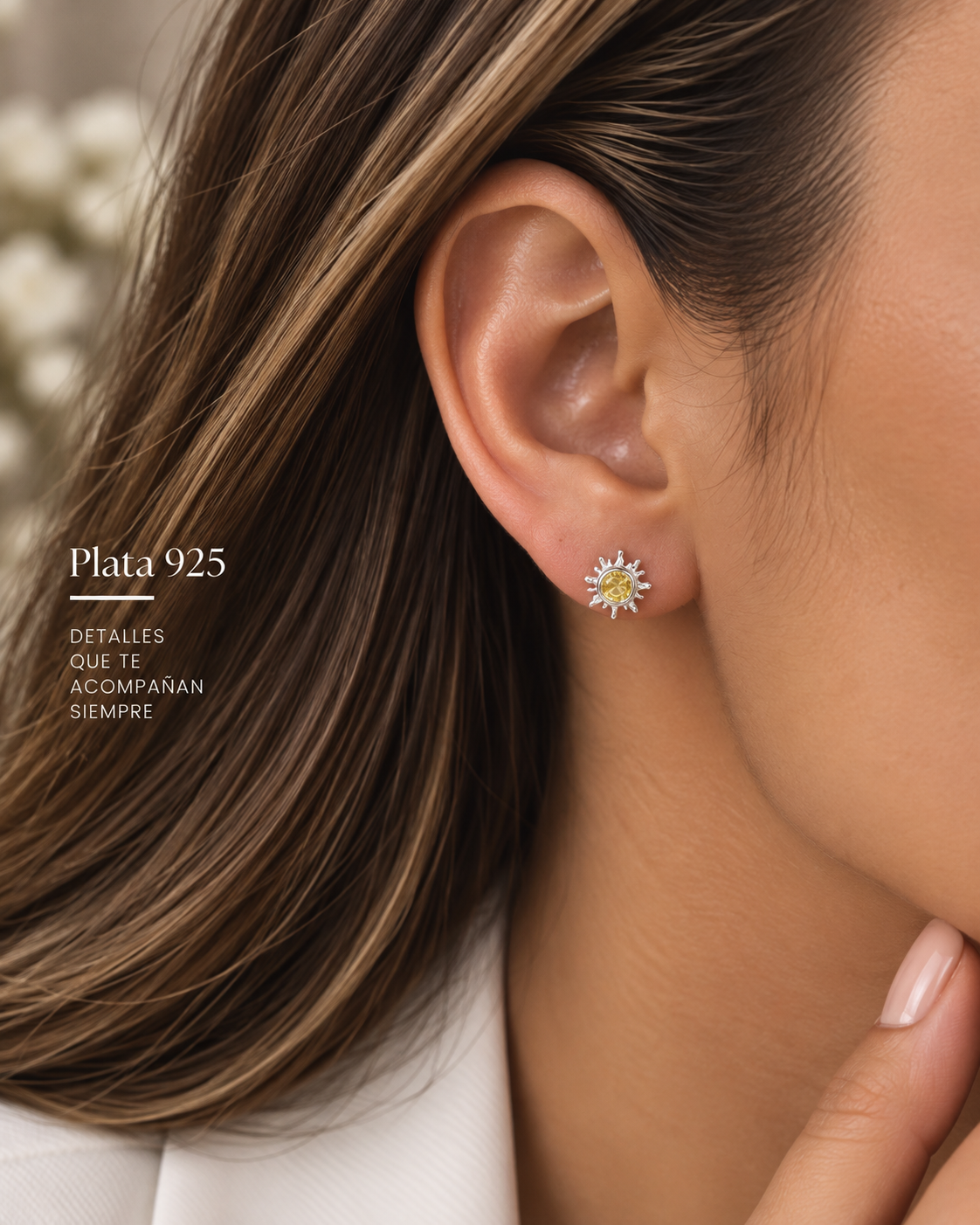 Aretes Sol Dorado – Plata 925 ☀️