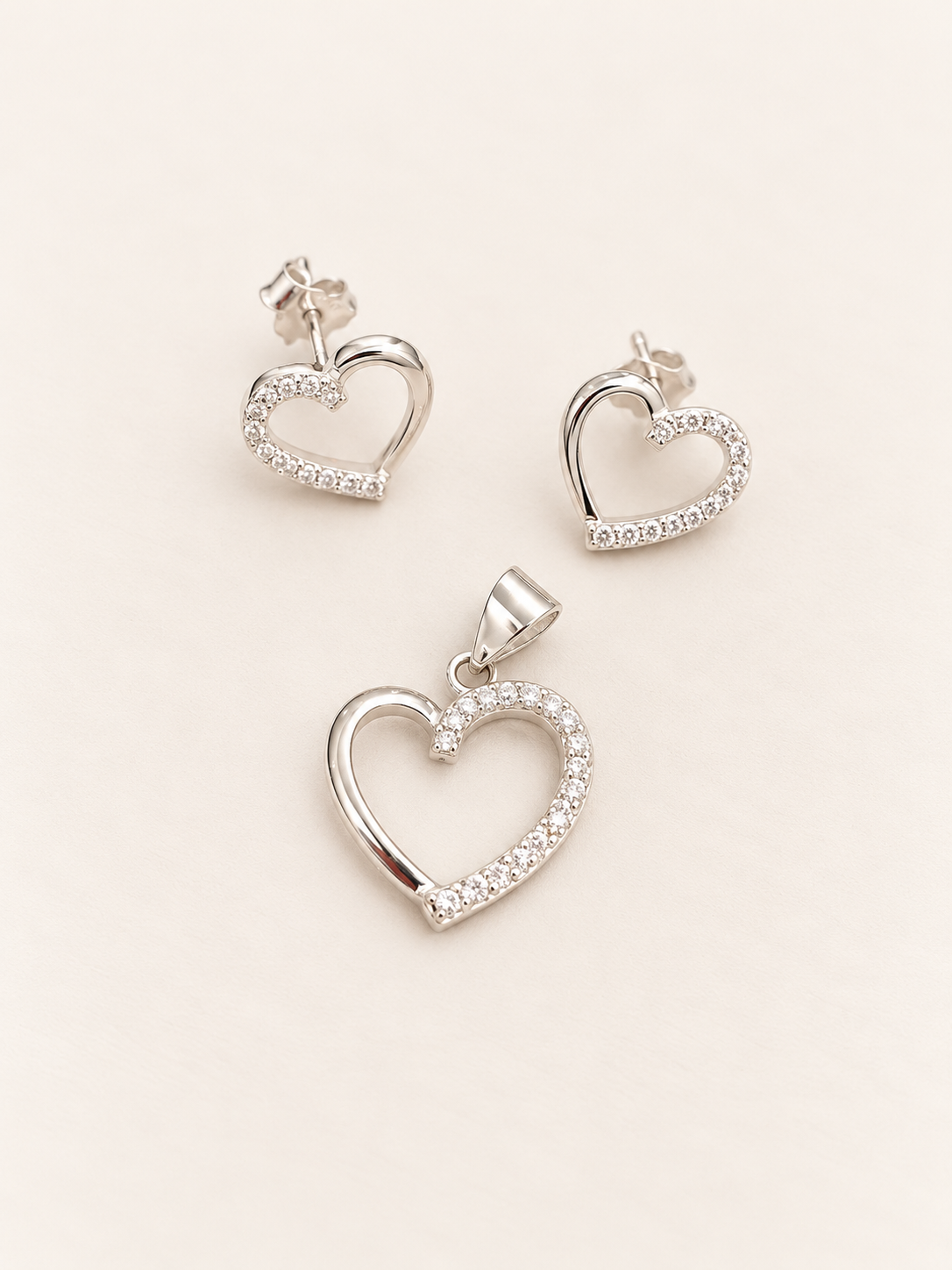 Juego Corazon de Plata 925