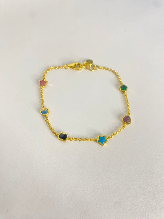 Pulsera oso y corazón 🧸💜💚