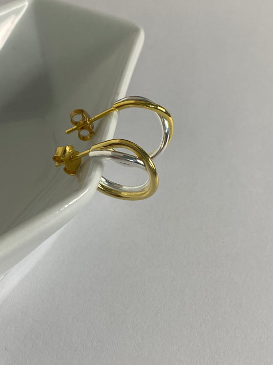 Semi argollas plata y dorado