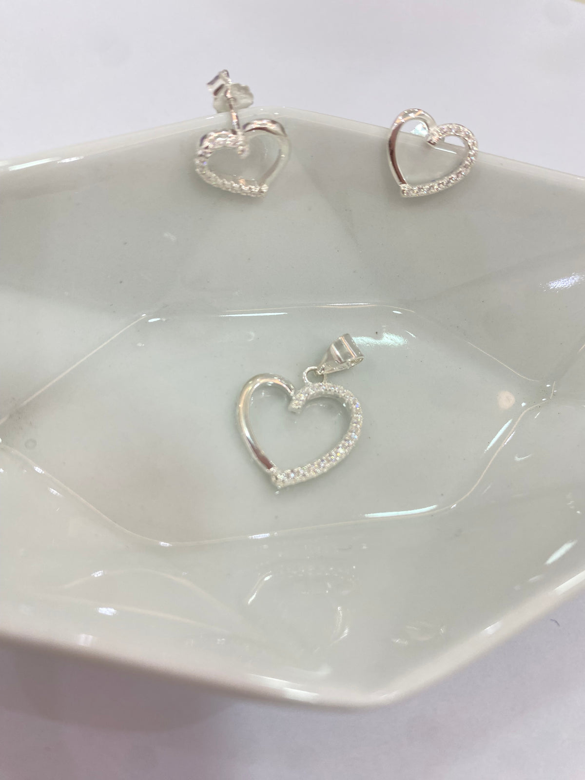Juego Corazon de Plata 925