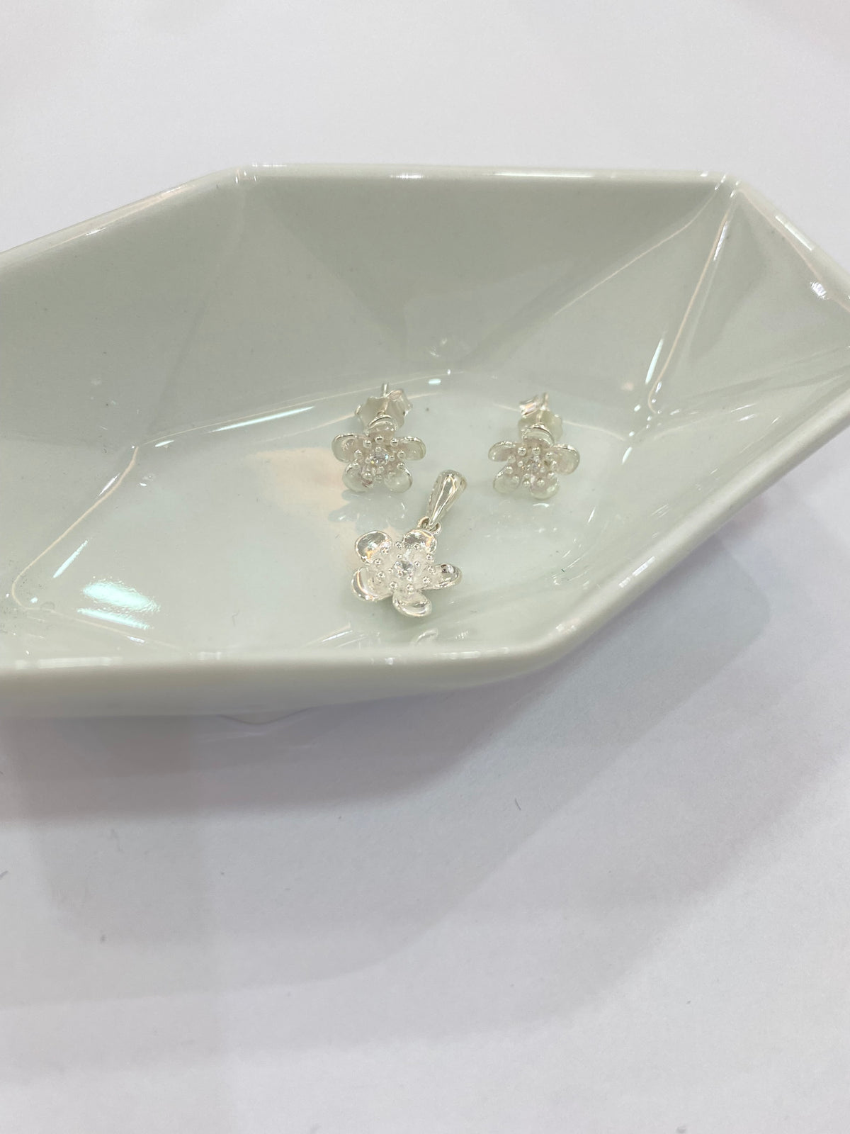 Juego Flor de Plata 925
