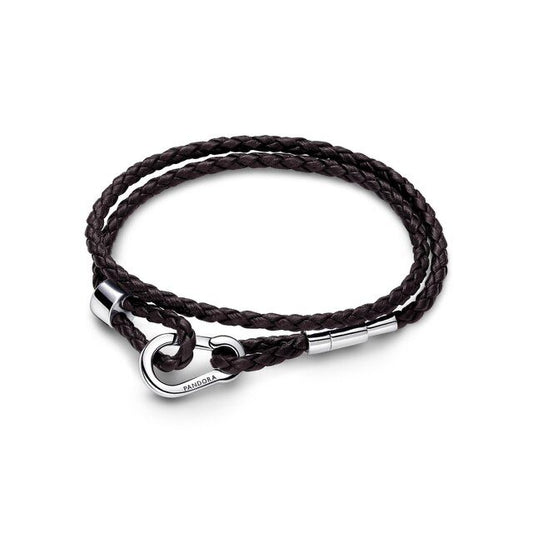 Pulsera de cuero  trenzado doble