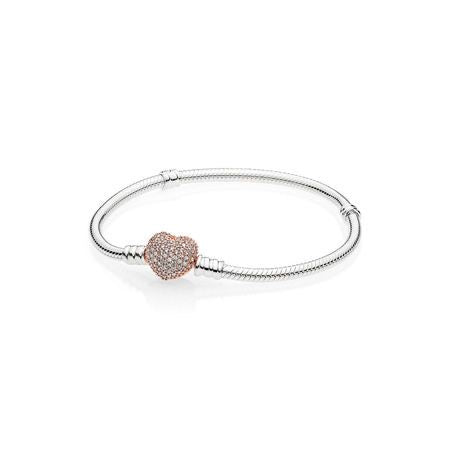 Pulsera corazón microcirkon pink gold